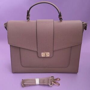 EaseGave 17" Laptop Briefcase Vintage Purple Saffiano Eco-Leather